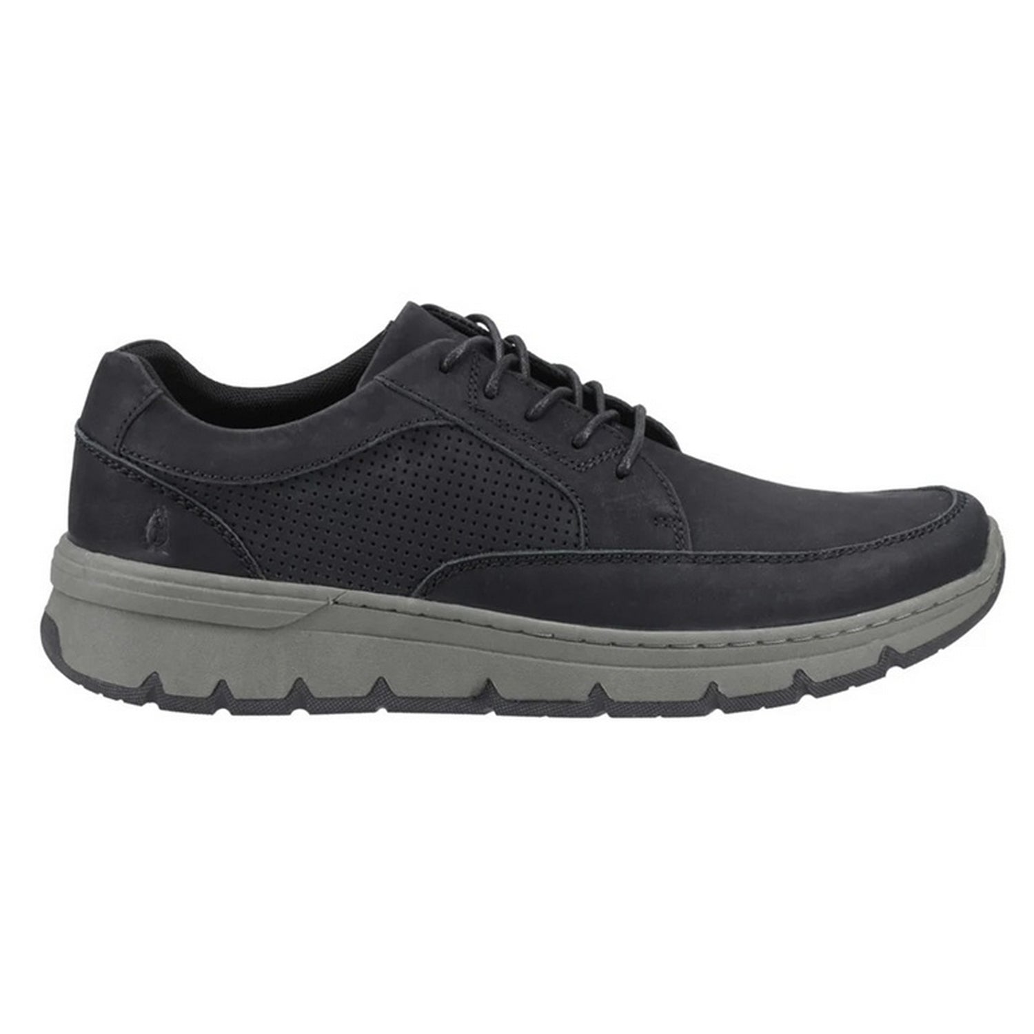 Black - Side - Hush Puppies Mens Nelson Leather Lace Up Trainers
