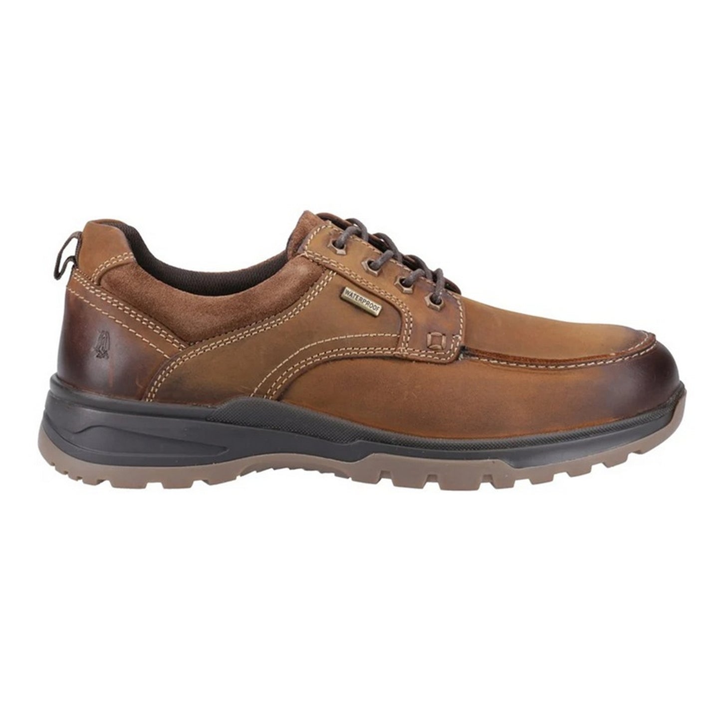 Tan - Side - Hush Puppies Mens Percy Leather Lace Up Trainers