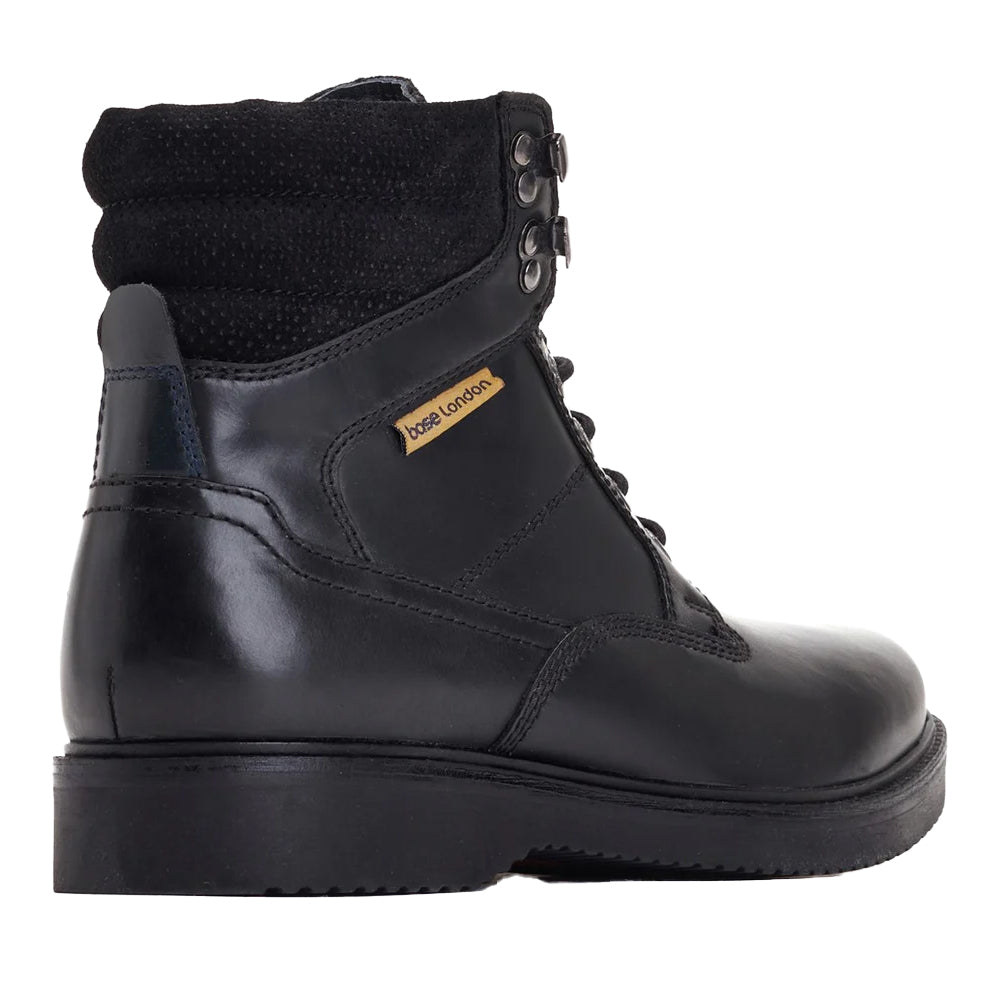 Black - Back - Base London Mens Bradley Leather Ankle Boots