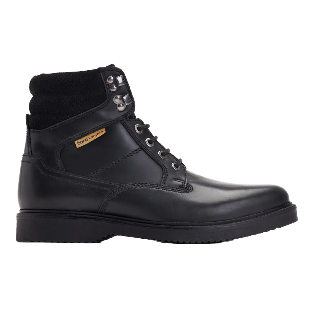 Black - Side - Base London Mens Bradley Leather Ankle Boots