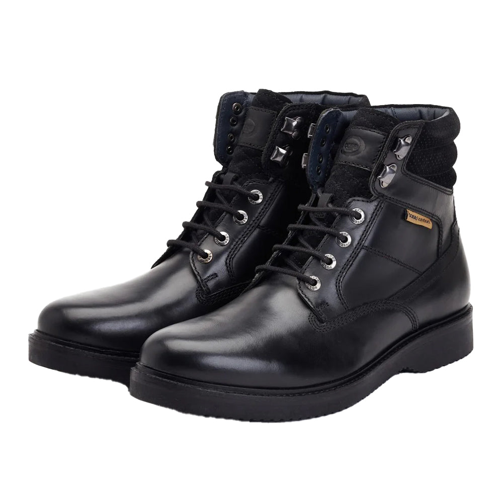 Black - Close up - Base London Mens Bradley Leather Ankle Boots
