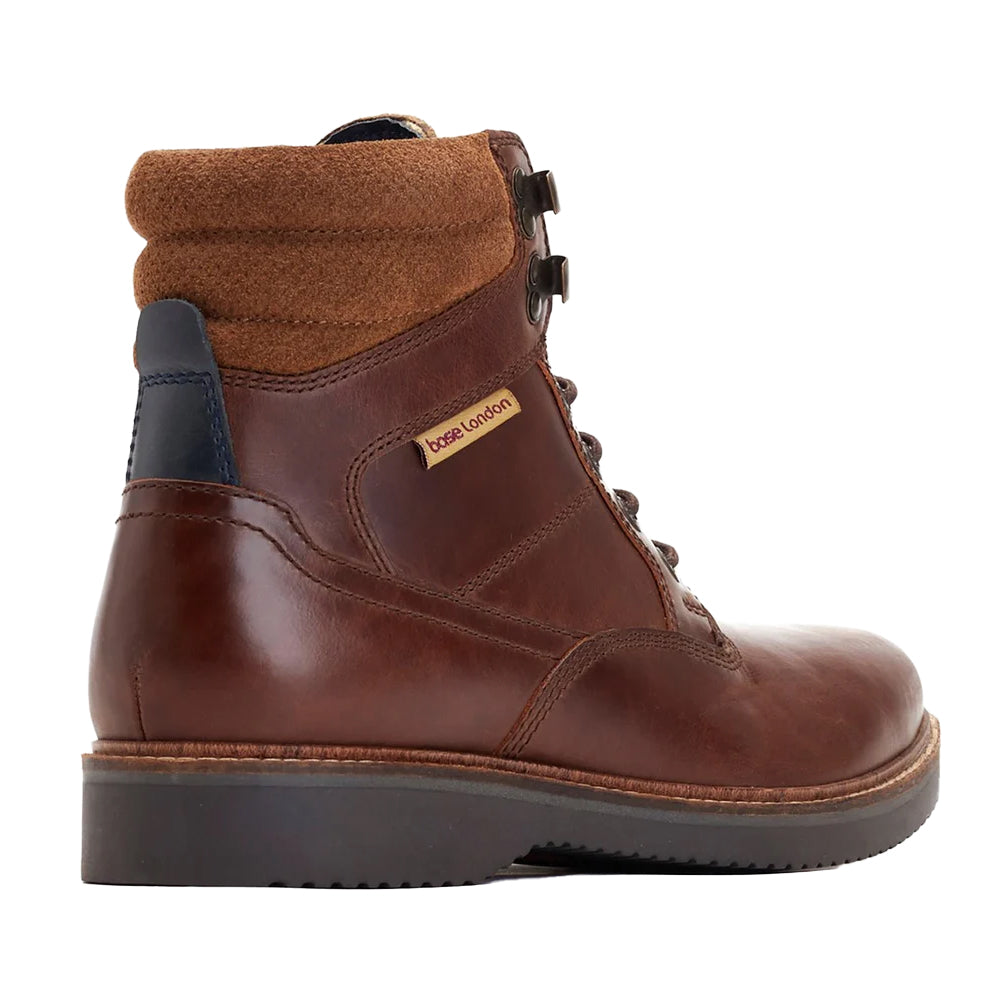 Brown - Back - Base London Mens Bradley Leather Ankle Boots