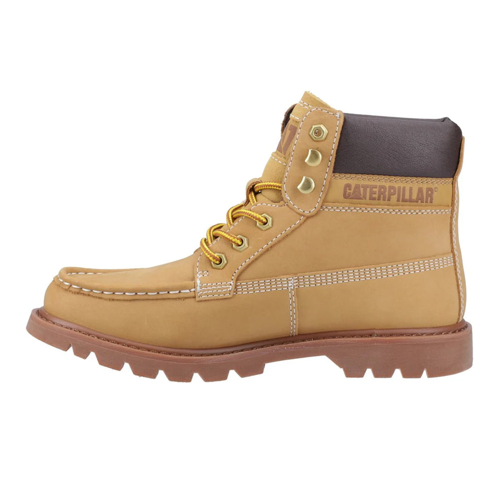 Honey Reset - Side - CAT Lifestyle Mens Colorado Full Grain Leather Moc Toe Safety Boots