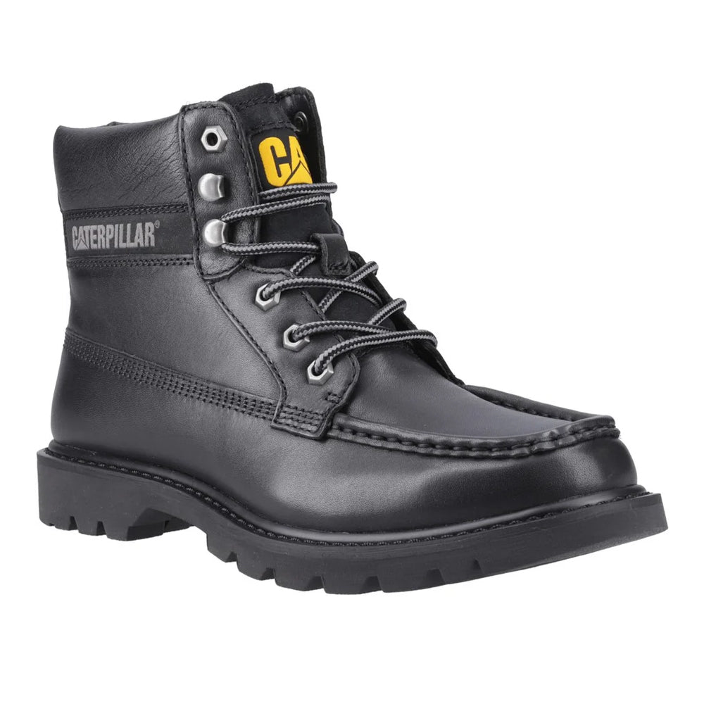Black - Front - CAT Lifestyle Mens Colorado Full Grain Leather Moc Toe Safety Boots