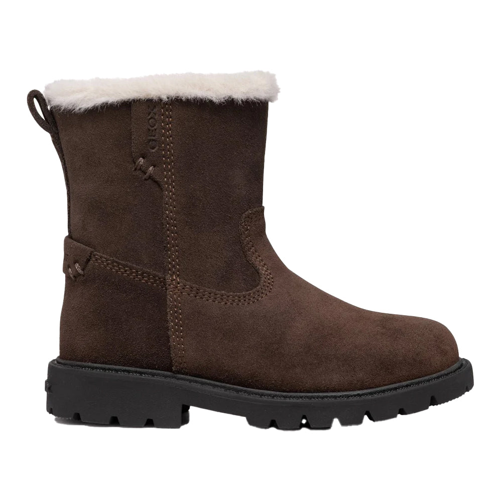 Chestnut - Side - Geox Girls J Shaylax G Suede Ankle Boots