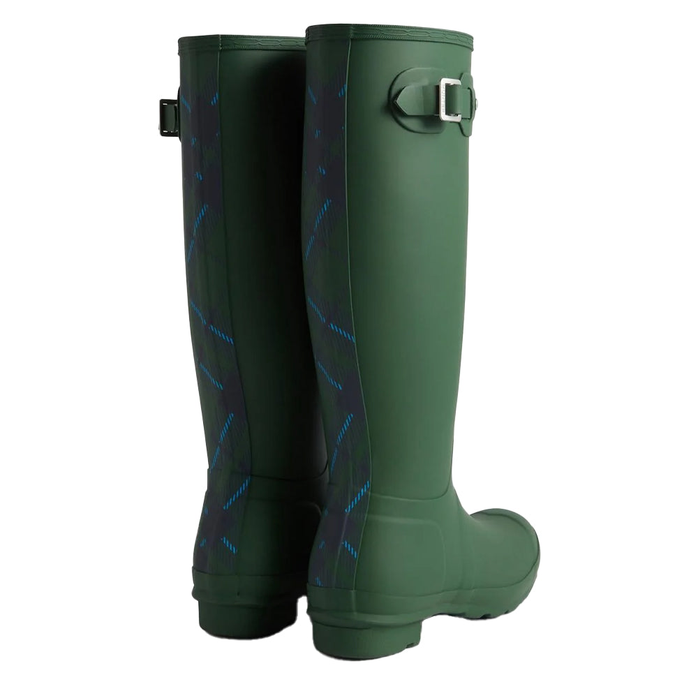 Hunter Green - Back - Hunter Womens-Ladies Original Tall Tartan Wellington Boots
