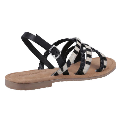 Black - Back - Hush Puppies Womens-Ladies Amanda Strappy Leather Sandals