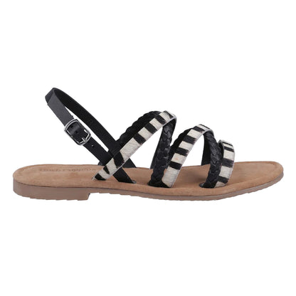 Black - Side - Hush Puppies Womens-Ladies Amanda Strappy Leather Sandals