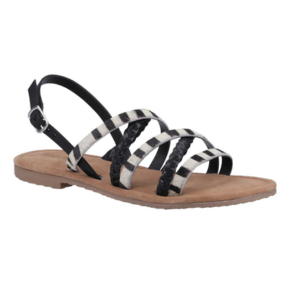 Black - Front - Hush Puppies Womens-Ladies Amanda Strappy Leather Sandals
