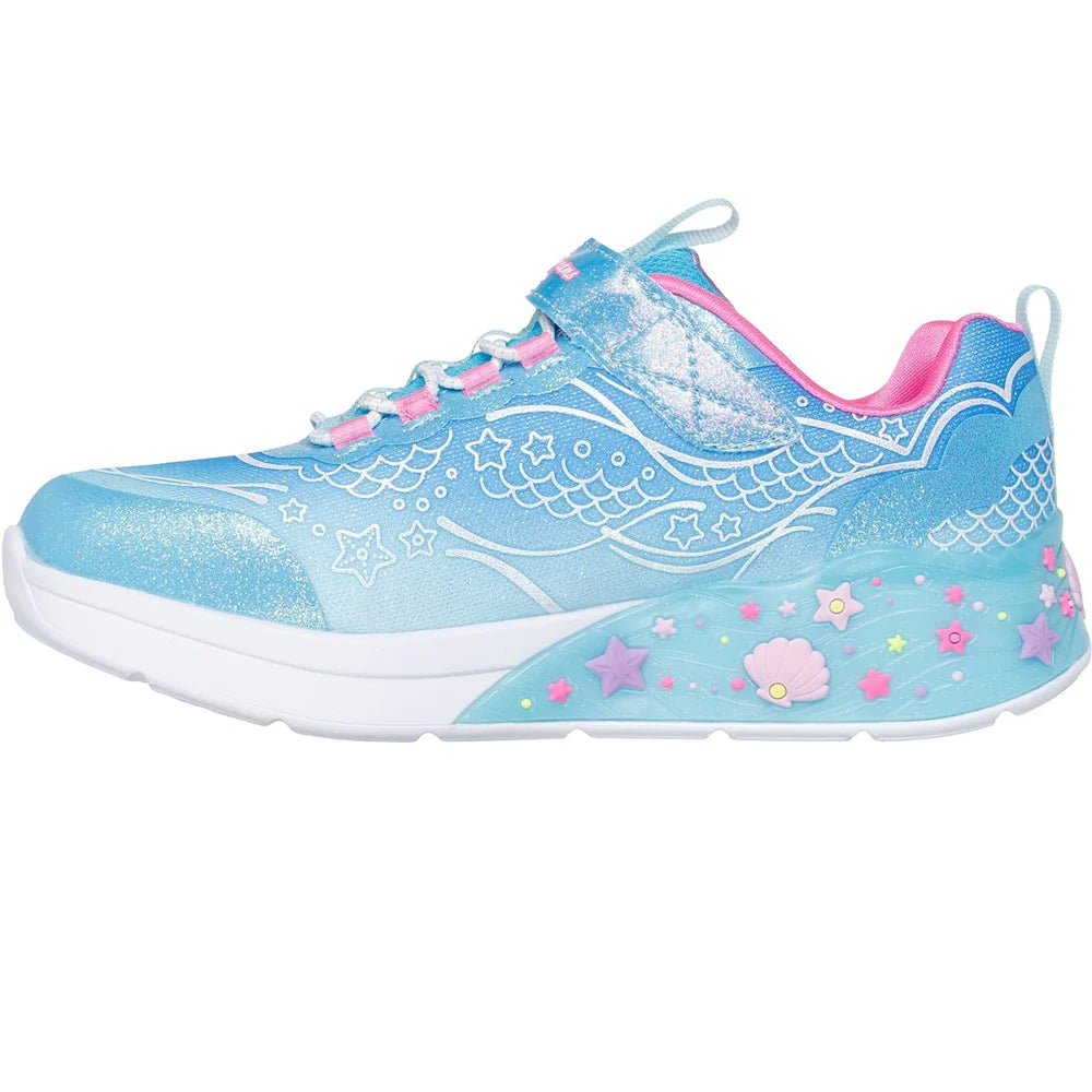 Blue-Pink-Yellow - Lifestyle - Skechers Girls Mermaid Dreams Light Up Trainers