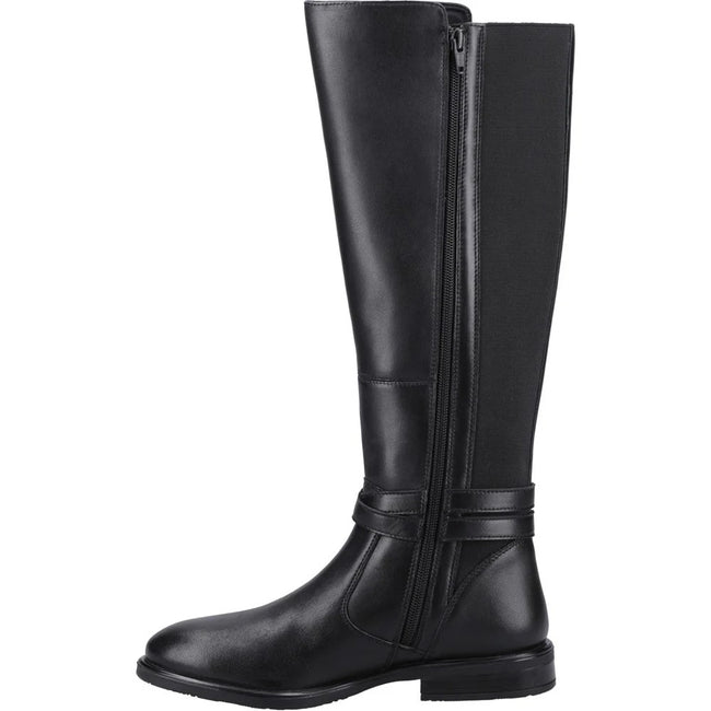 Black - Pack Shot - Hush Puppies Womens-Ladies Victoria Leather Long Boots
