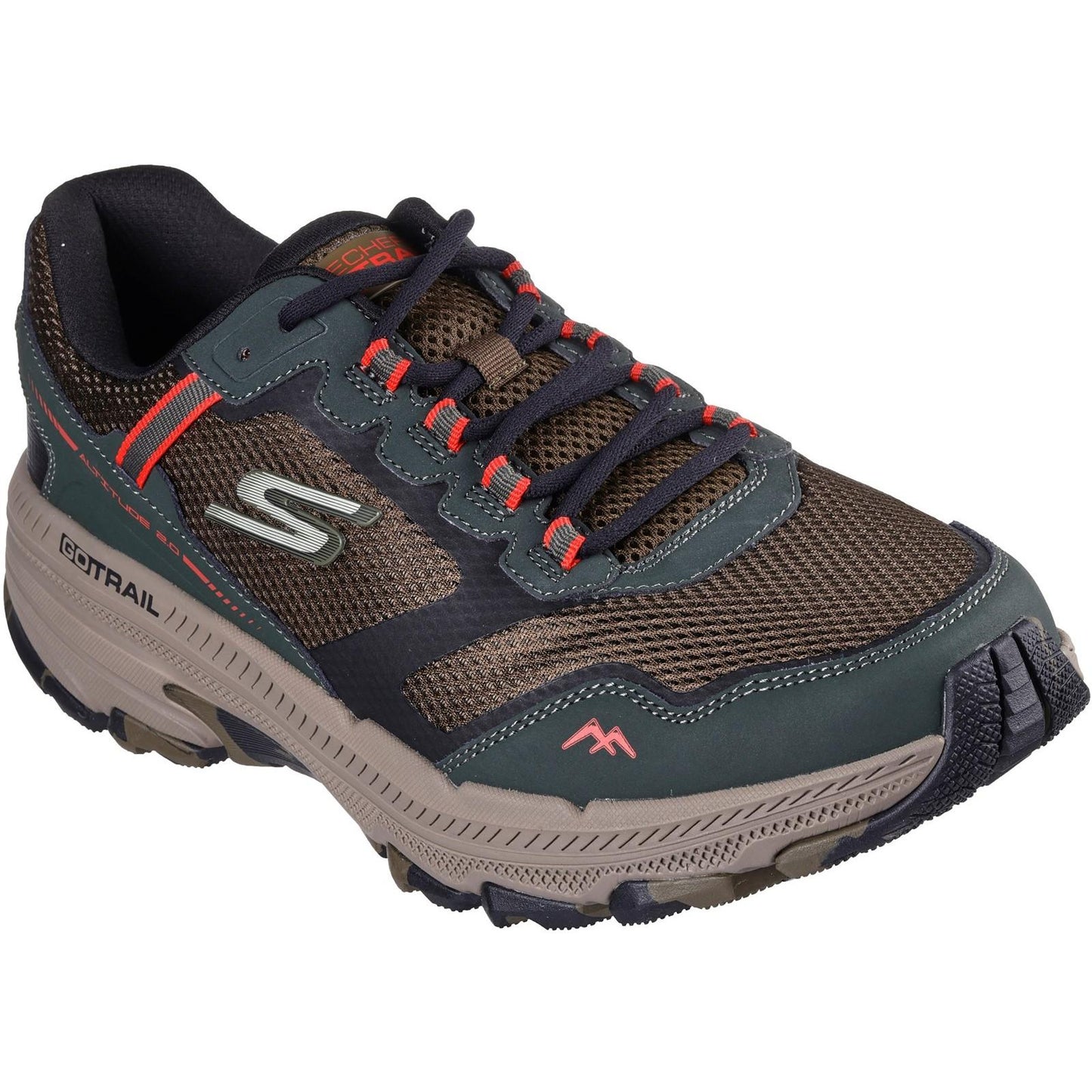 Olive-Black - Front - Skechers Mens Go Run Trail Altitude 2.0 Marble Rock 3.0 Leather Walking Shoes