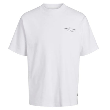 White - Front - Jack And Jones Mens Chad Branding T-Shirt