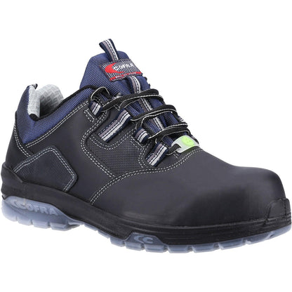 Black-Blue - Front - Cofra Mens Rap S3 SRC Full Grain Leather Safety Shoes