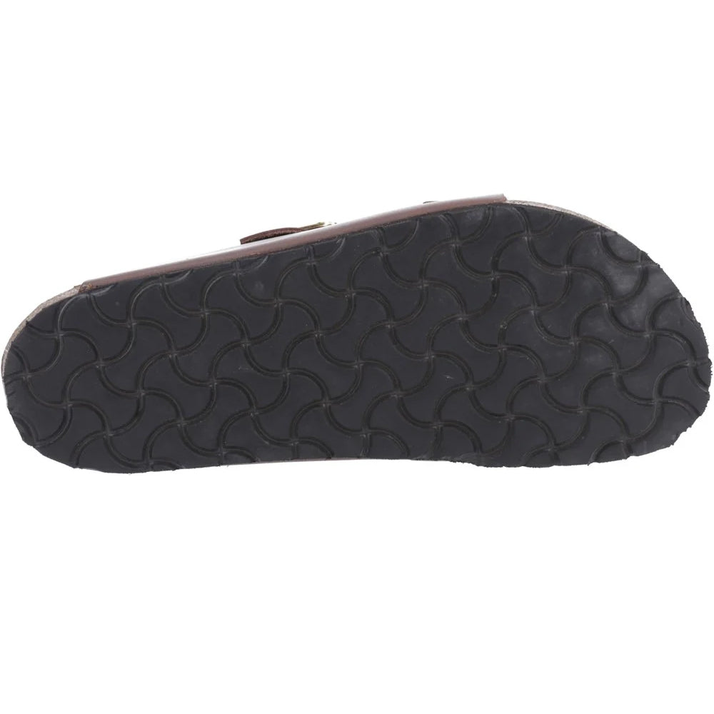 Brown - Side - Cotswold Womens-Ladies Lushill Leather Mule Sandals