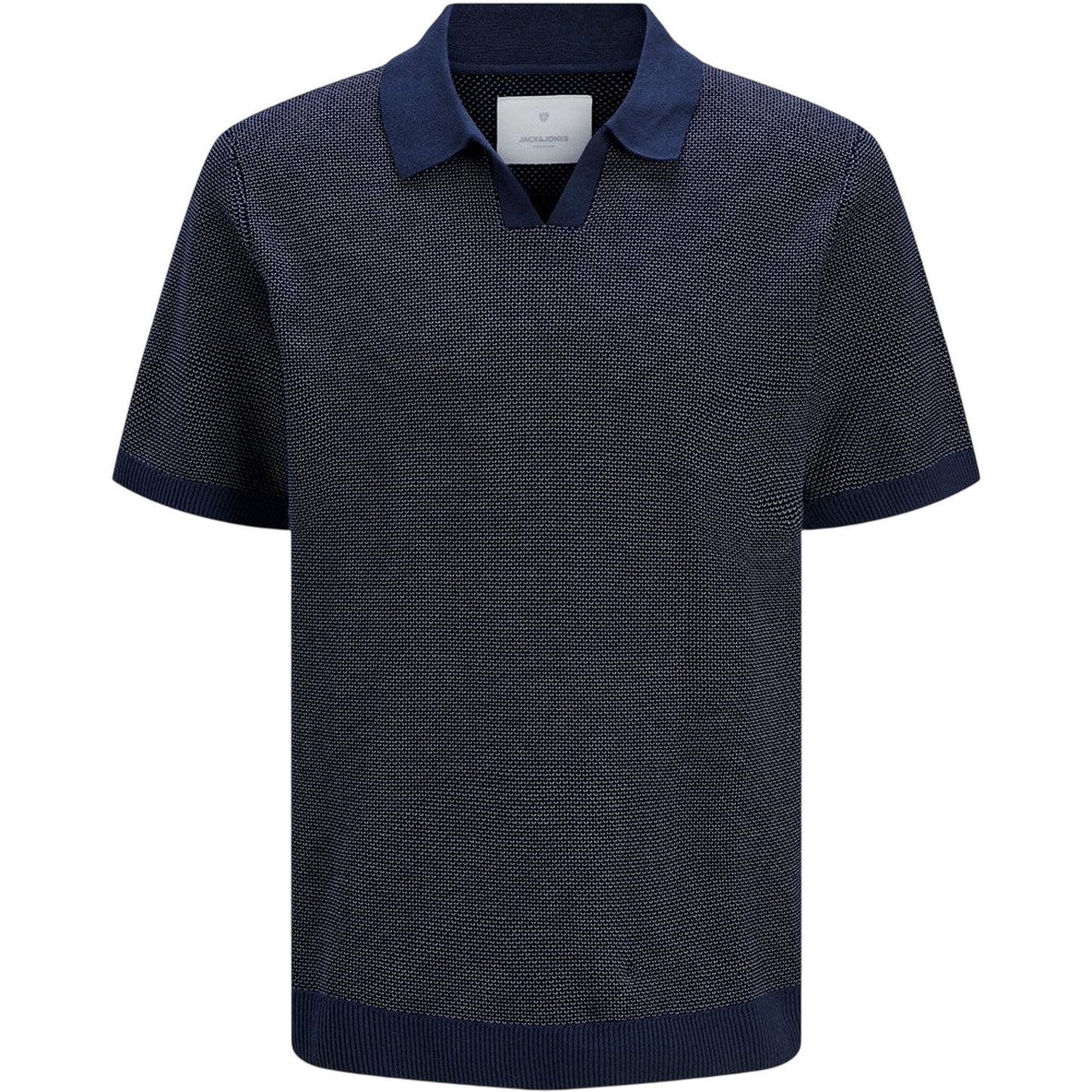 Night Sky - Front - Jack And Jones Mens Knitted Split Neck Polo Shirt