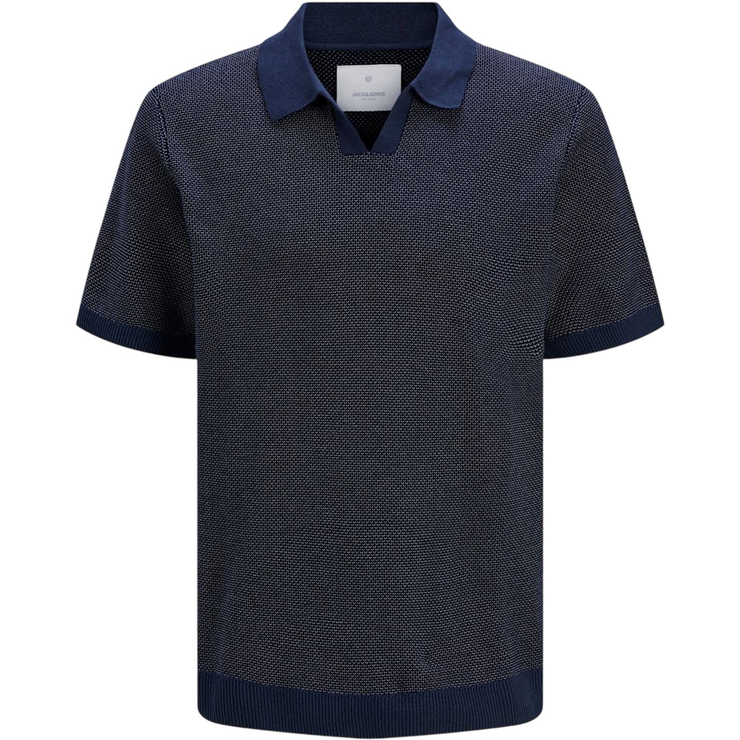 Night Sky - Front - Jack And Jones Mens Knitted Split Neck Polo Shirt