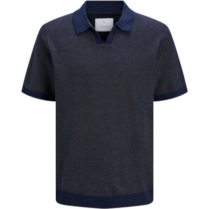 Night Sky - Front - Jack And Jones Mens Knitted Split Neck Polo Shirt
