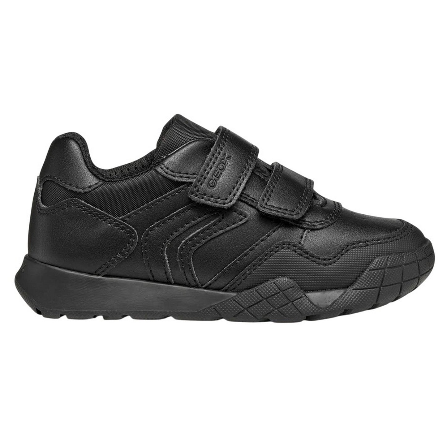 Black - Side - Geox Boys Rann-E School Shoes