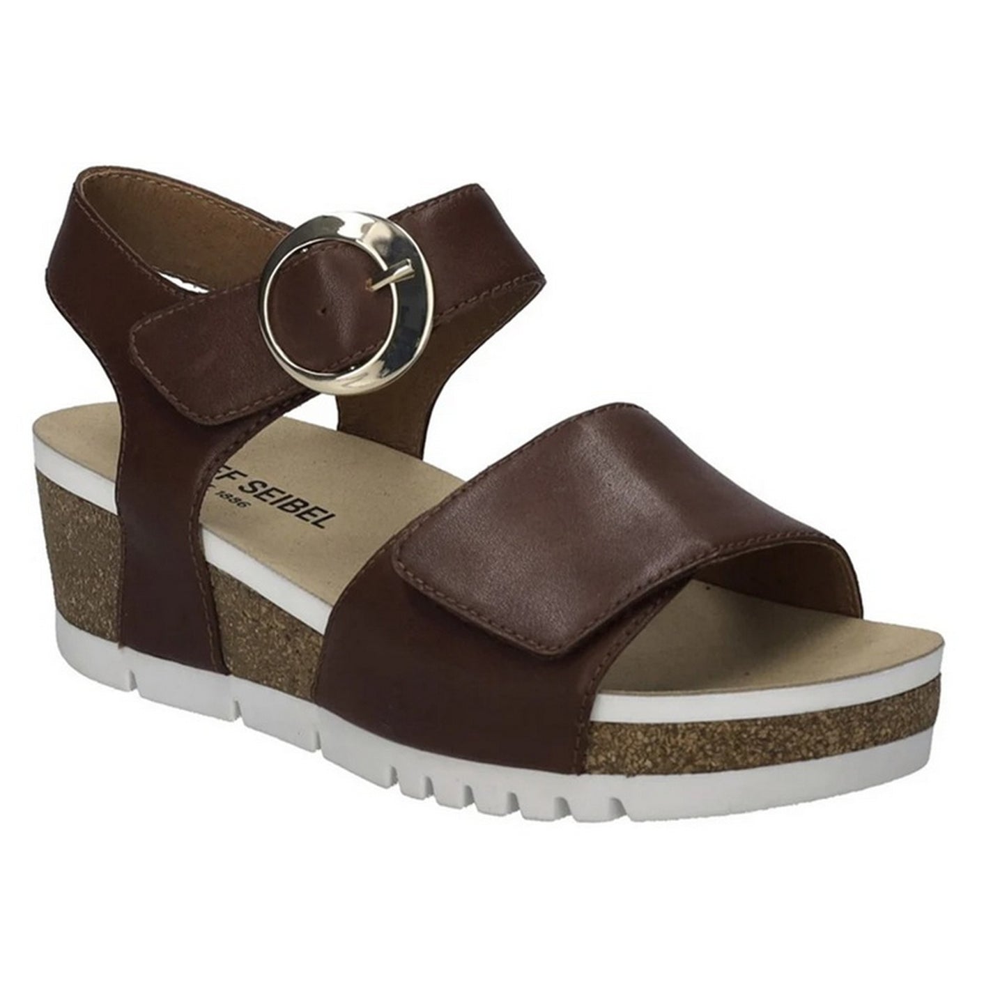 Brown Cognac - Front - Josef Seibel Womens-Ladies Quinn 16 Leather Sandals