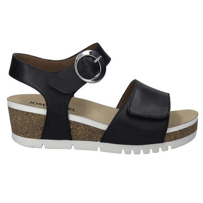Black - Side - Josef Seibel Womens-Ladies Quinn 16 Leather Sandals