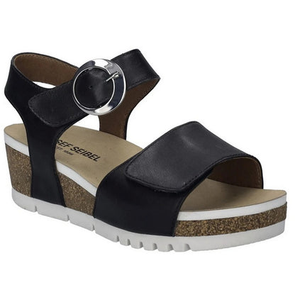 Black - Front - Josef Seibel Womens-Ladies Quinn 16 Leather Sandals