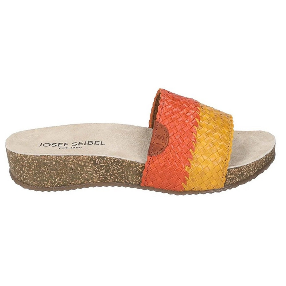 Yellow-Orange - Back - Josef Seibel Womens-Ladies Tonga 69 Leather Slip-on Mule Sandals