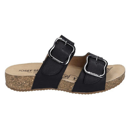 Black - Side - Josef Seibel Womens-Ladies Tonga Leather Slip-on Sandals