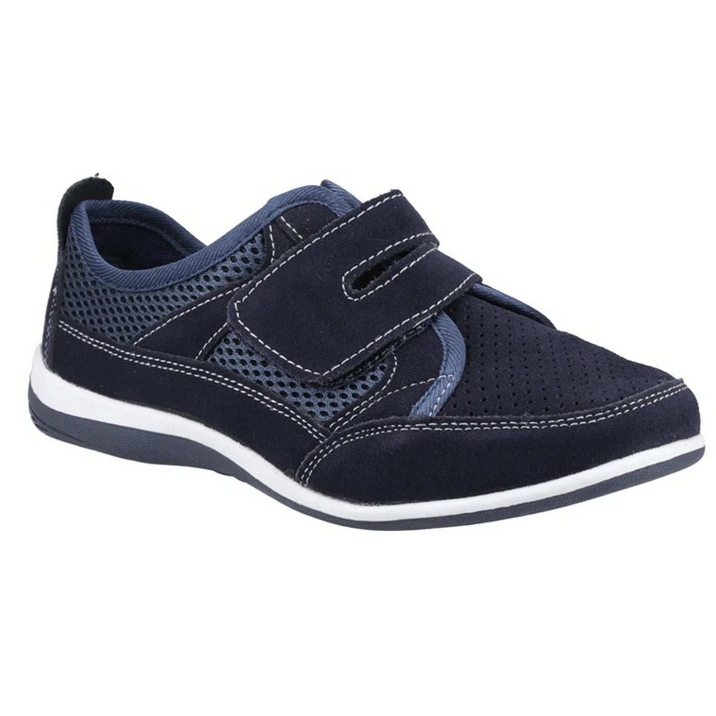 Navy - Front - Fleet & Foster Womens-Ladies Pamela Leather Trainers