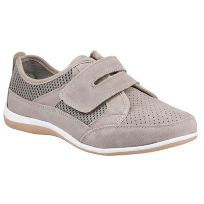 Taupe - Front - Fleet & Foster Womens-Ladies Pamela Leather Trainers