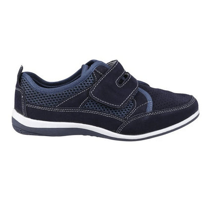 Navy - Side - Fleet & Foster Womens-Ladies Pamela Leather Trainers
