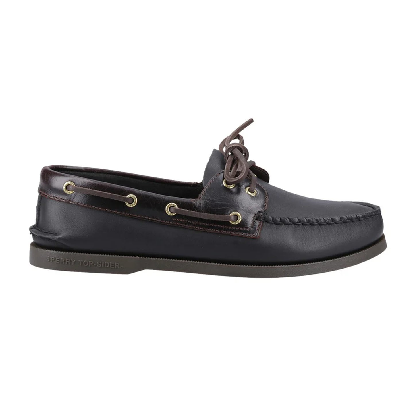 Amaretto-Black - Lifestyle - Sperry Mens Authentic Full Grain Leather 2 Eyelet Boat Shoes