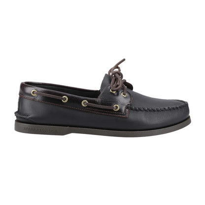 Amaretto-Black - Lifestyle - Sperry Mens Authentic Full Grain Leather 2 Eyelet Boat Shoes