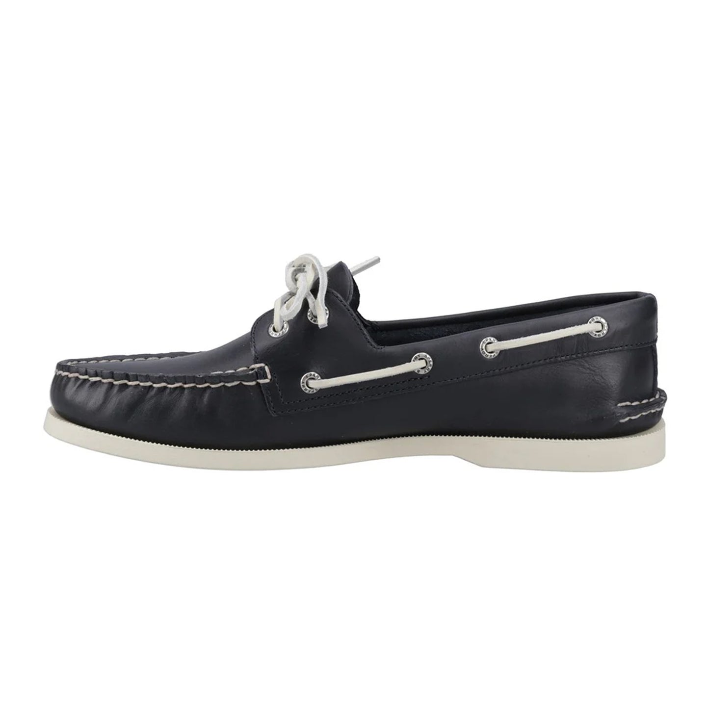 Navy - Side - Sperry Mens Authentic Full Grain Leather 2 Eyelet Boat Shoes