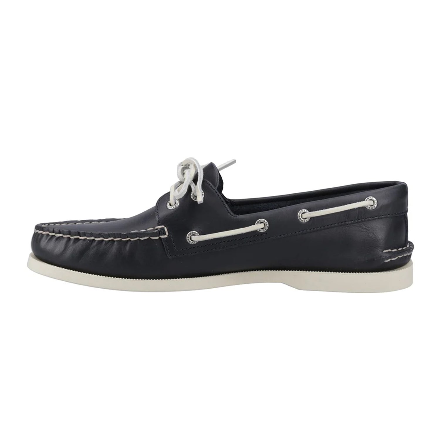 Navy - Side - Sperry Mens Authentic Full Grain Leather 2 Eyelet Boat Shoes