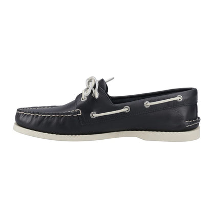 Navy - Side - Sperry Mens Authentic Full Grain Leather 2 Eyelet Boat Shoes