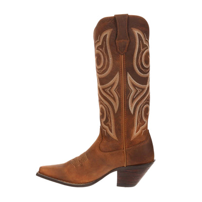 Distressed Cognac - Side - Durango Womens-Ladies Crush Full Grain Leather Cowboy Boots