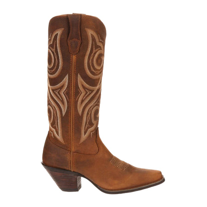 Distressed Cognac - Lifestyle - Durango Womens-Ladies Crush Full Grain Leather Cowboy Boots