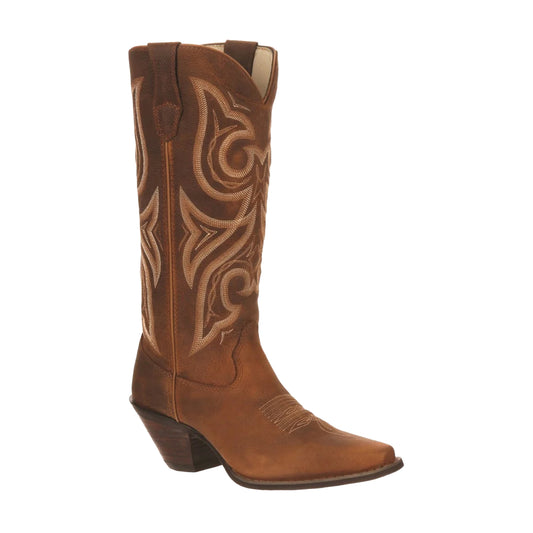 Distressed Cognac - Front - Durango Womens-Ladies Crush Full Grain Leather Cowboy Boots