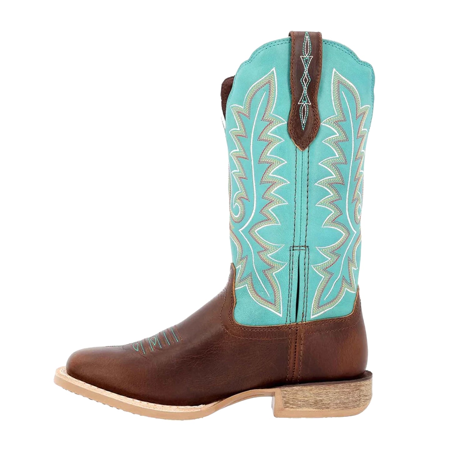 Bay Brown-Arctic Blue - Side - Durango Womens-Ladies Lady Rebel Pro Full Grain Leather Western Boots