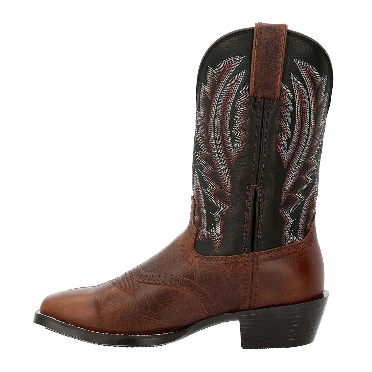 Dark Chestnut-Black Onyx - Side - Durango Mens Westward Full Grain Leather Cowboy Boots