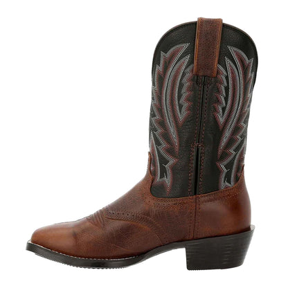 Dark Chestnut-Black Onyx - Side - Durango Mens Westward Full Grain Leather Cowboy Boots