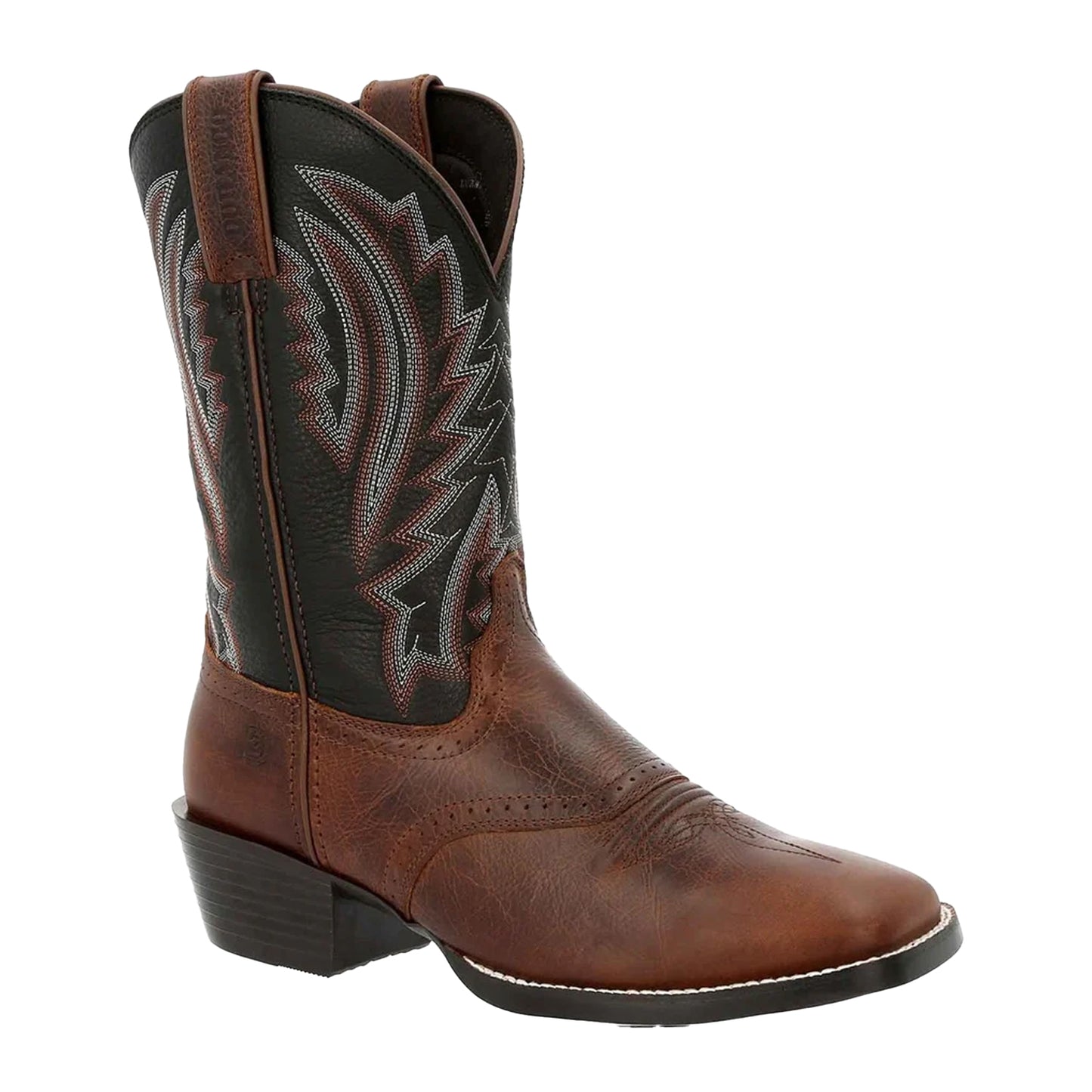 Dark Chestnut-Black Onyx - Front - Durango Mens Westward Full Grain Leather Cowboy Boots