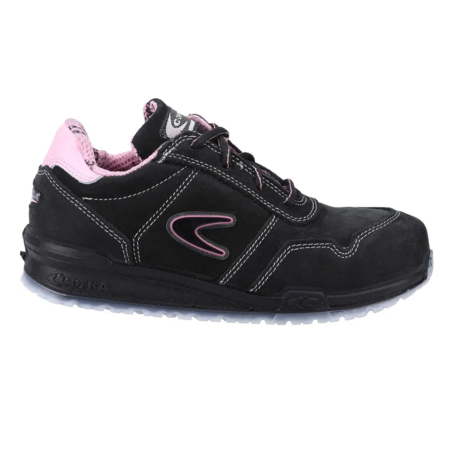Black - Side - Cofra Womens-Ladies Alice S3 SRC Italian Leather Trainers
