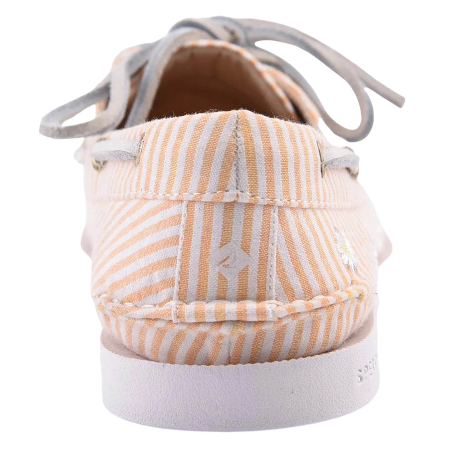 White-Orange - Back - Sperry Womens-Ladies Authentic Original Seersucker Boat Shoes