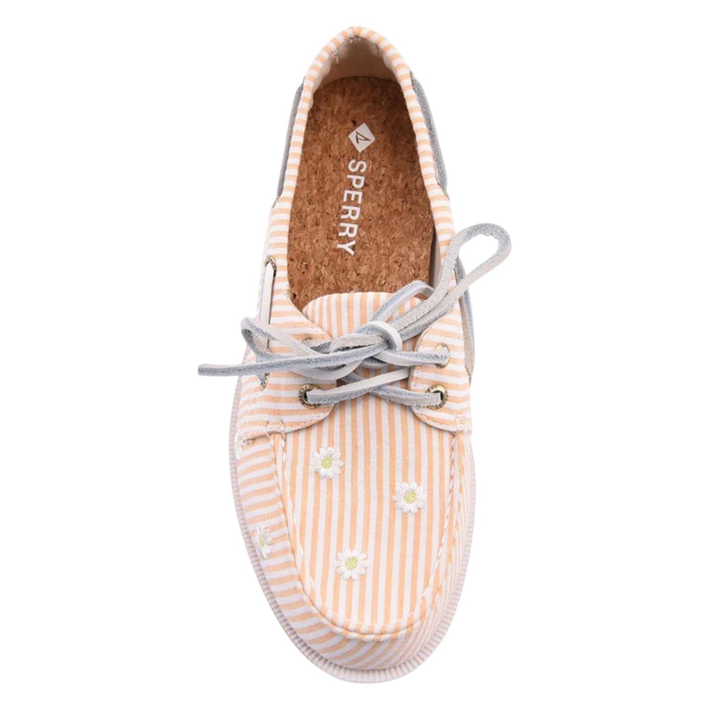 White-Orange - Lifestyle - Sperry Womens-Ladies Authentic Original Seersucker Boat Shoes
