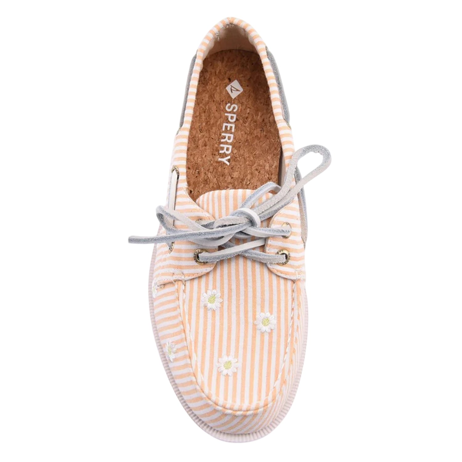 White-Orange - Lifestyle - Sperry Womens-Ladies Authentic Original Seersucker Boat Shoes