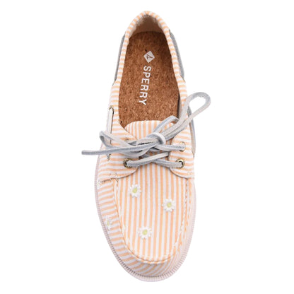 White-Orange - Lifestyle - Sperry Womens-Ladies Authentic Original Seersucker Boat Shoes
