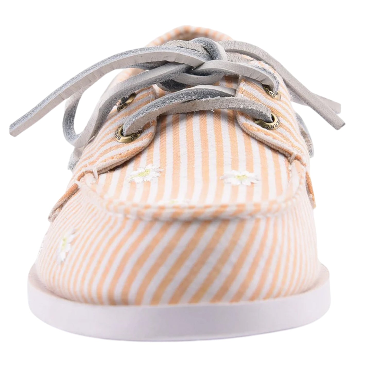 White-Orange - Pack Shot - Sperry Womens-Ladies Authentic Original Seersucker Boat Shoes