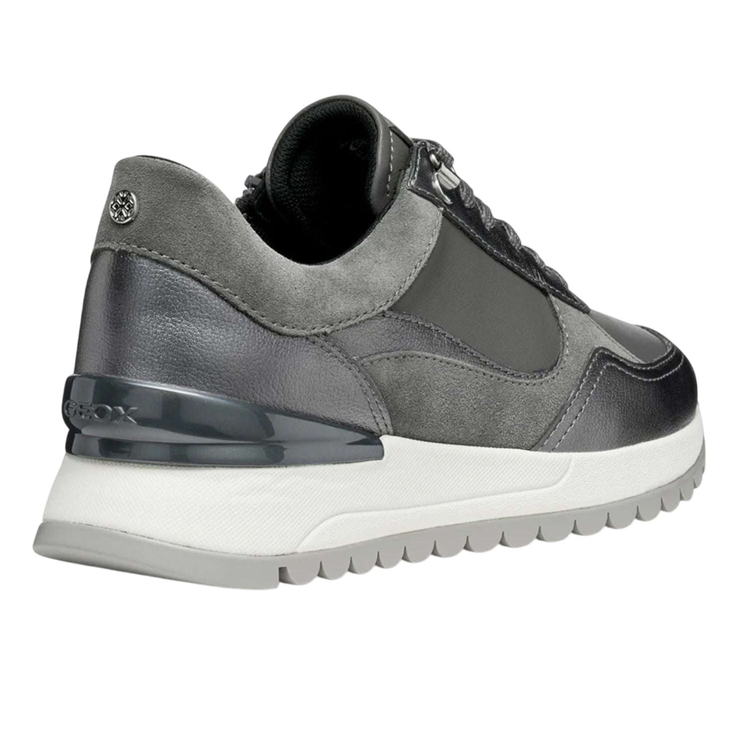 Dark Grey-Gun - Back - Geox Womens-Ladies Desya Leather Trainers